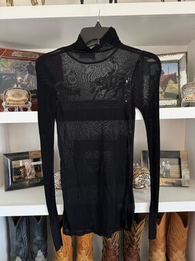 Bailey 44 Black Longsleeve Top Knit Sheer